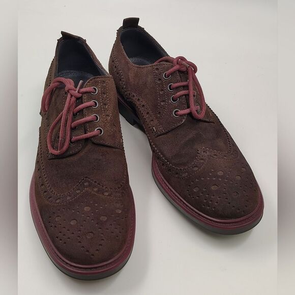 Hugo Boss Oxford Bokio Wingtip Men's Brown Suede Brogue Shoes Sz 41 - Picture 8 of 16